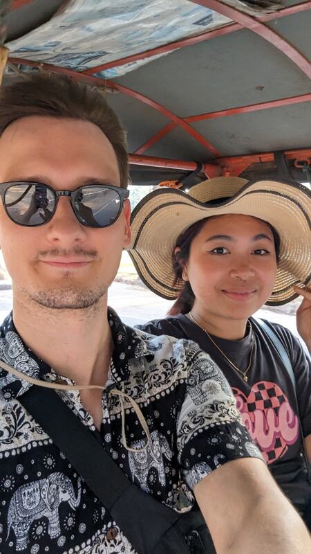 Lyly and Marco in a tuk-tuk